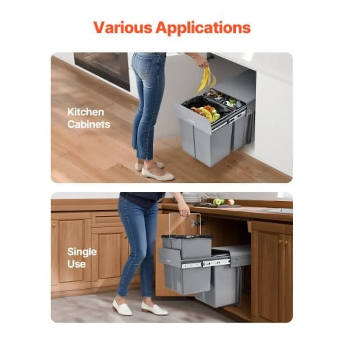 Pullout Trash Can for Kitchen Cabinets, 20+10+10L - Image 4