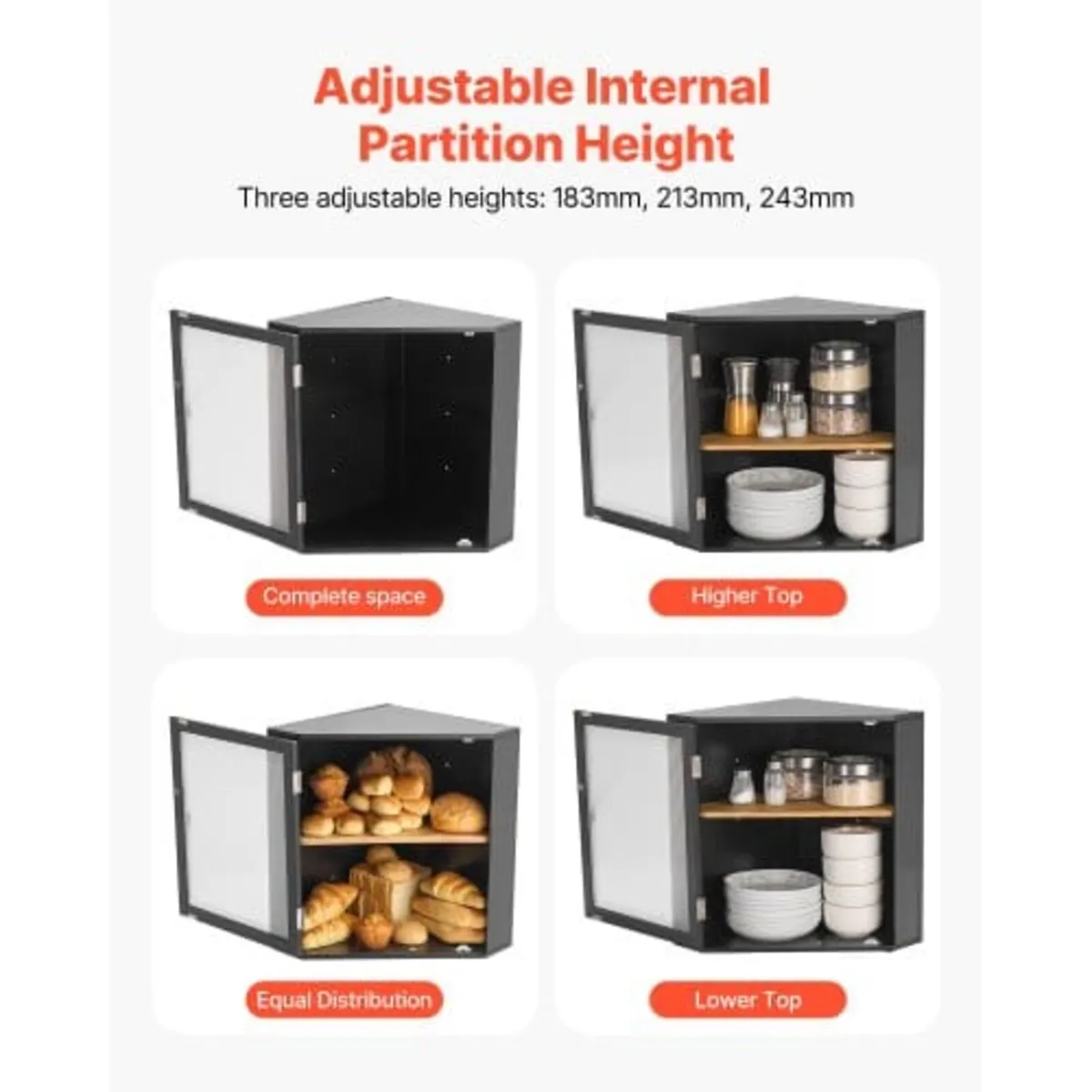 Corner Bread Box for Kitchen Counter, Double Layer - Image 2