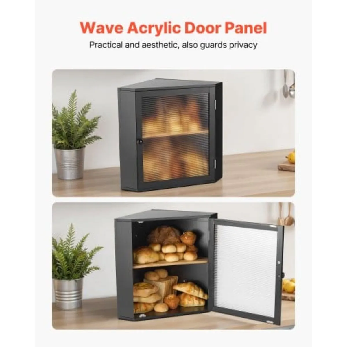 Corner Bread Box for Kitchen Counter, Double Layer - Image 3