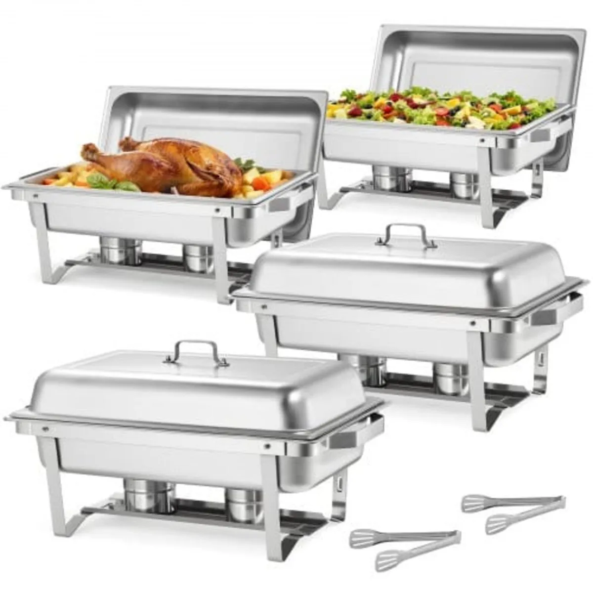 Rectangle Chafing Dish, 9 Qt 4 Pack Stainless Stee - Image 1
