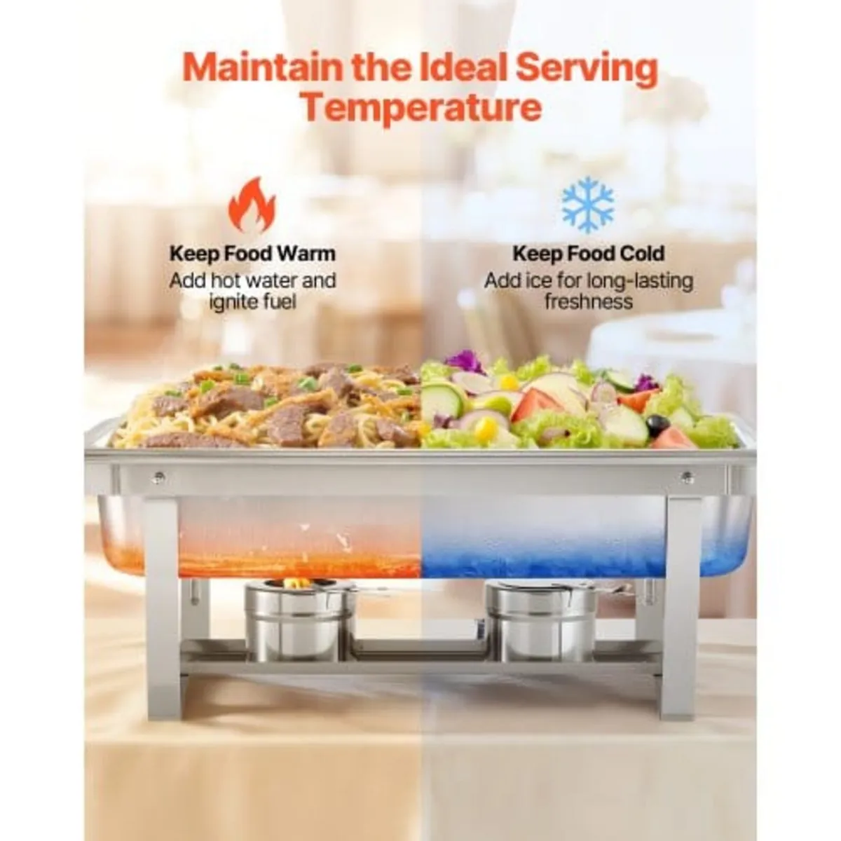 Rectangle Chafing Dish, 9 Qt 4 Pack Stainless Stee - Image 2