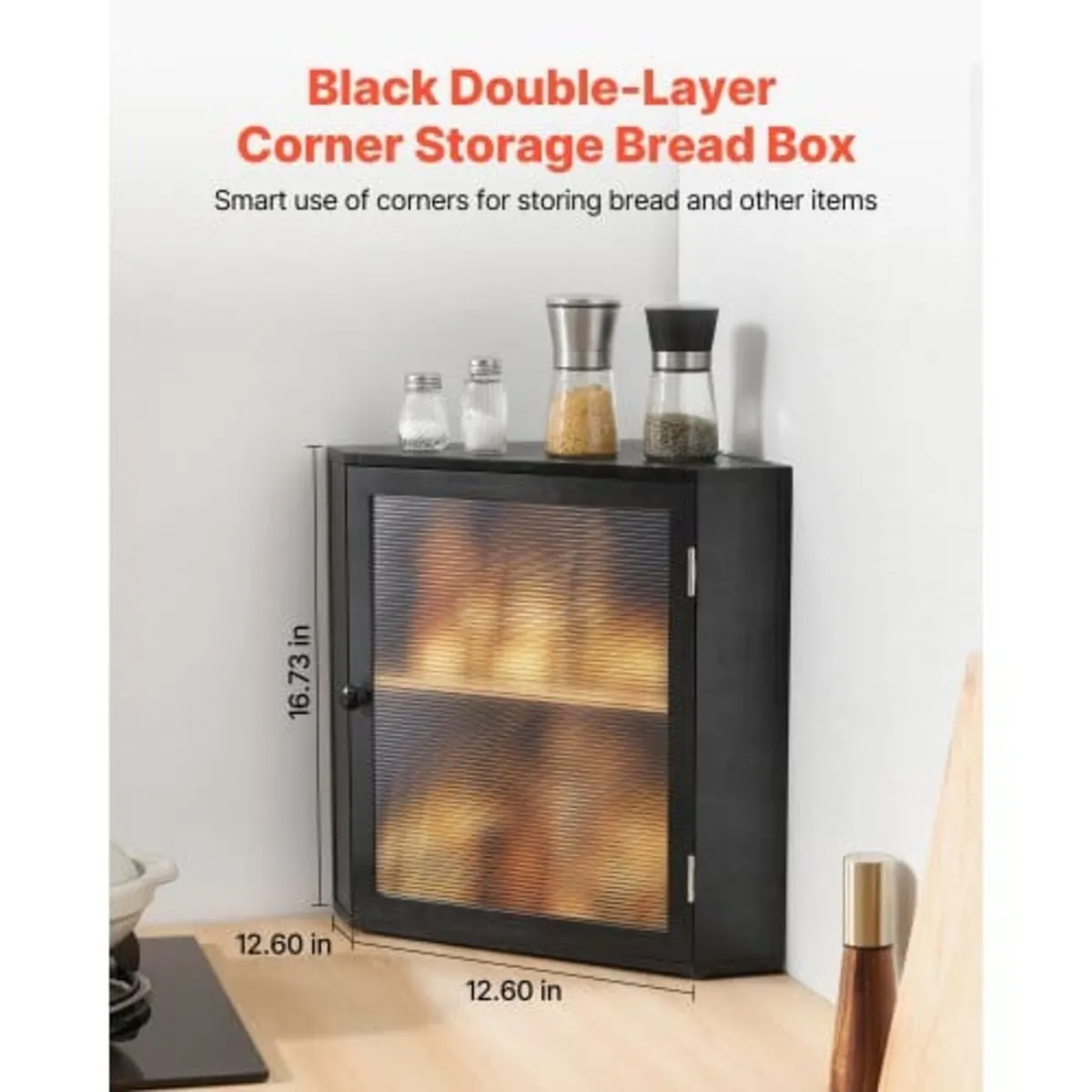 Corner Bread Box for Kitchen Counter, Double Layer - Image 4