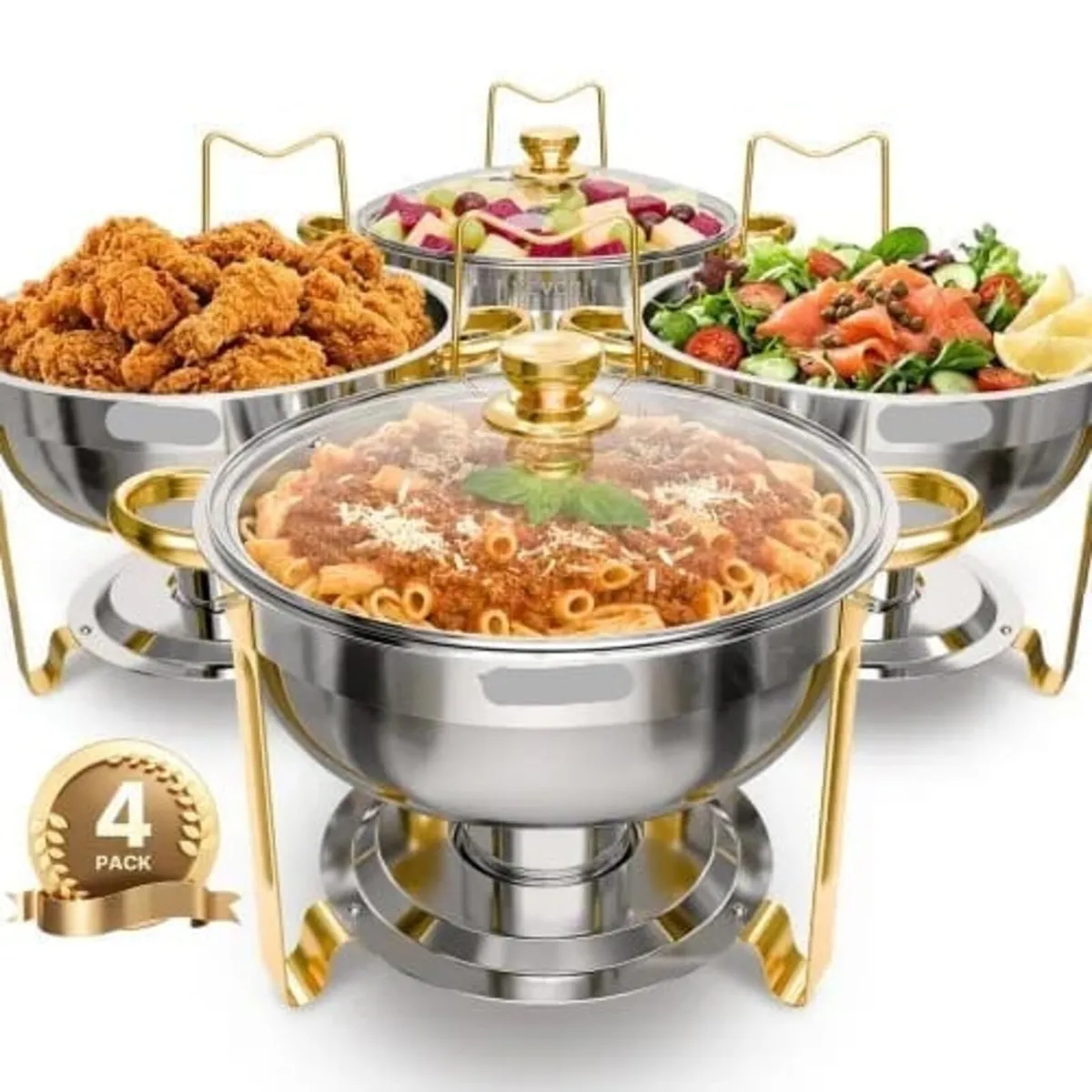 Chafing Dish Buffet Set, 5 Qt 4 Pack, Stainless St - Image 1