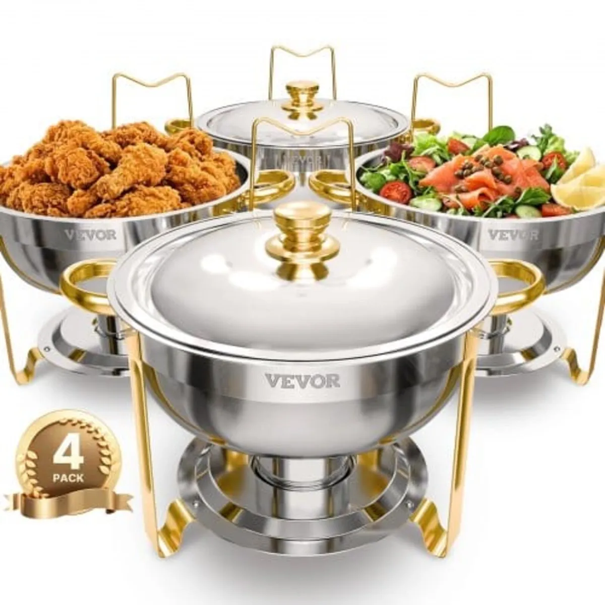 Chafing Dish Buffet Set, 5 Qt 4 Pack, Stainless St - Image 1