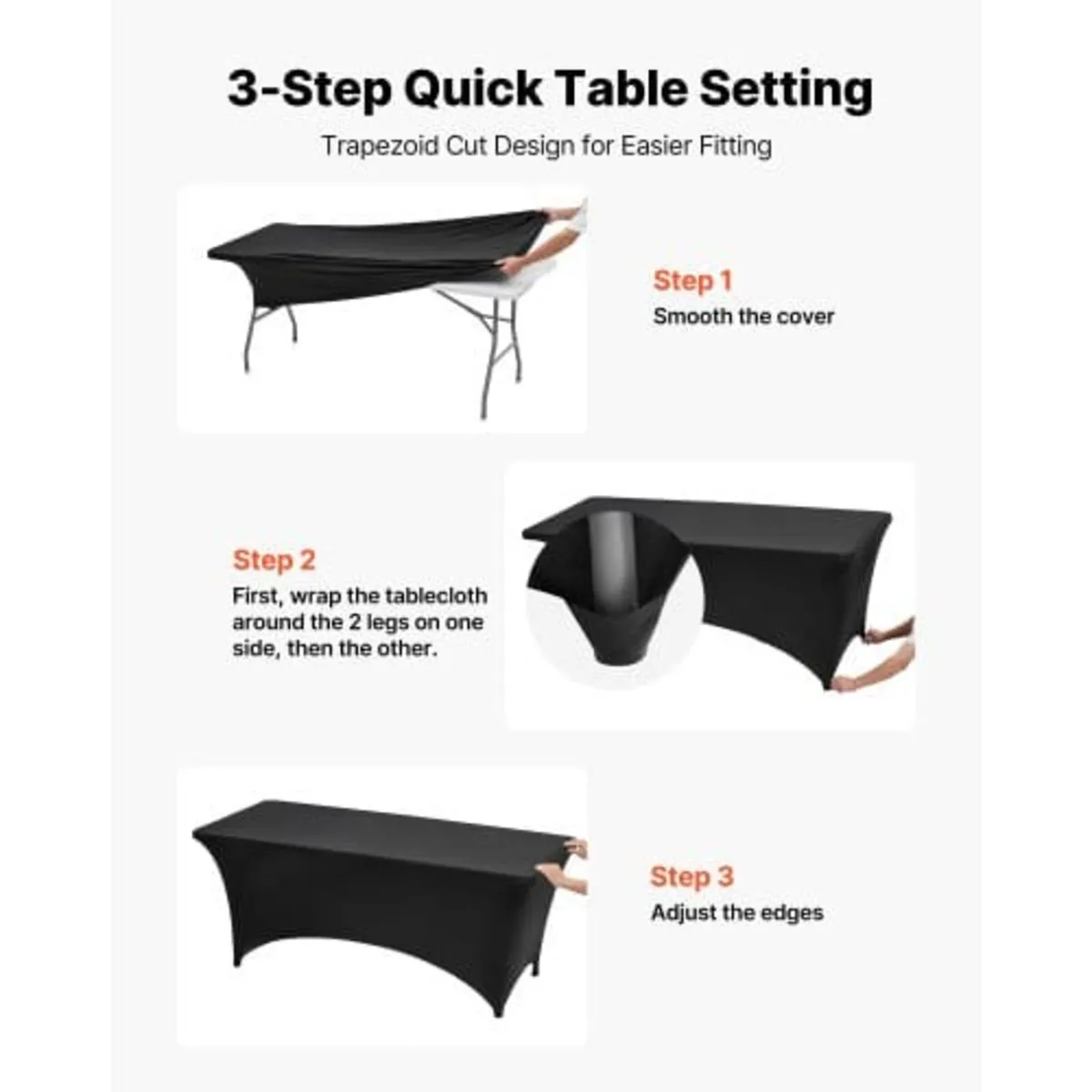 10 Pack Table Cloth for 6FT Rectangular Fitted Eve - Image 2