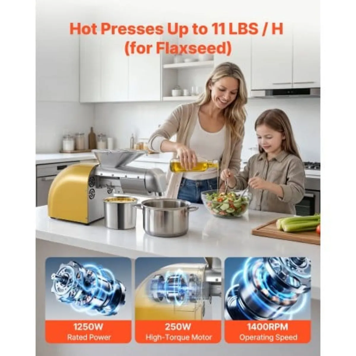 Oil Press Machine, 5KG/H Capacity, 1250W Oil Extra - Image 2