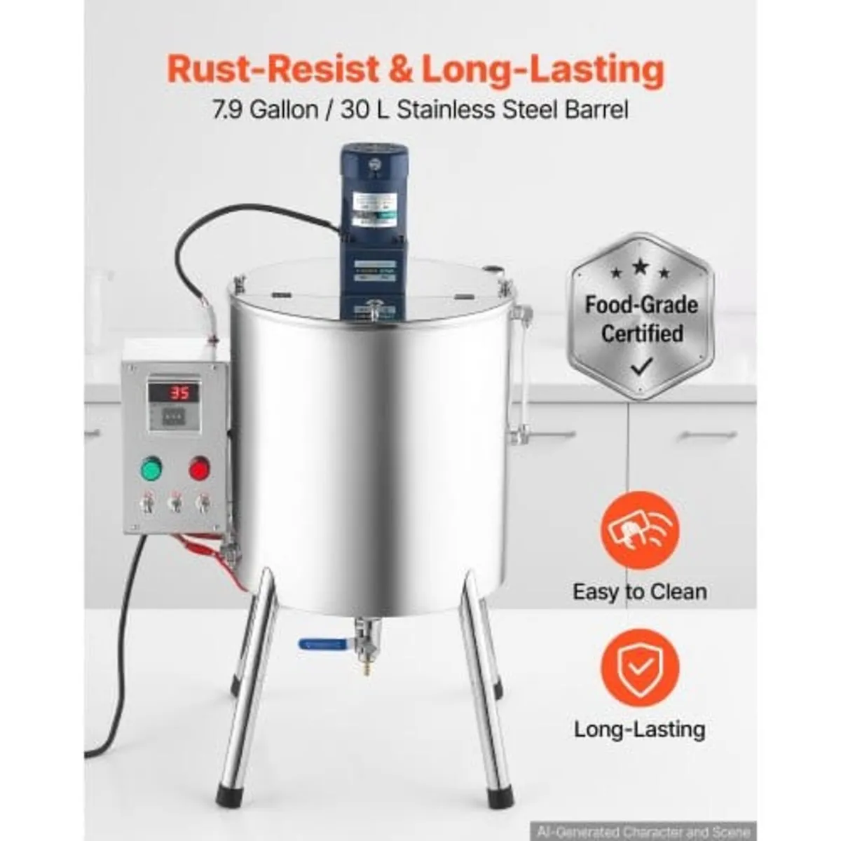 Liquid Filling Machine, 30 L Hopper, Heating & Mix - Image 4