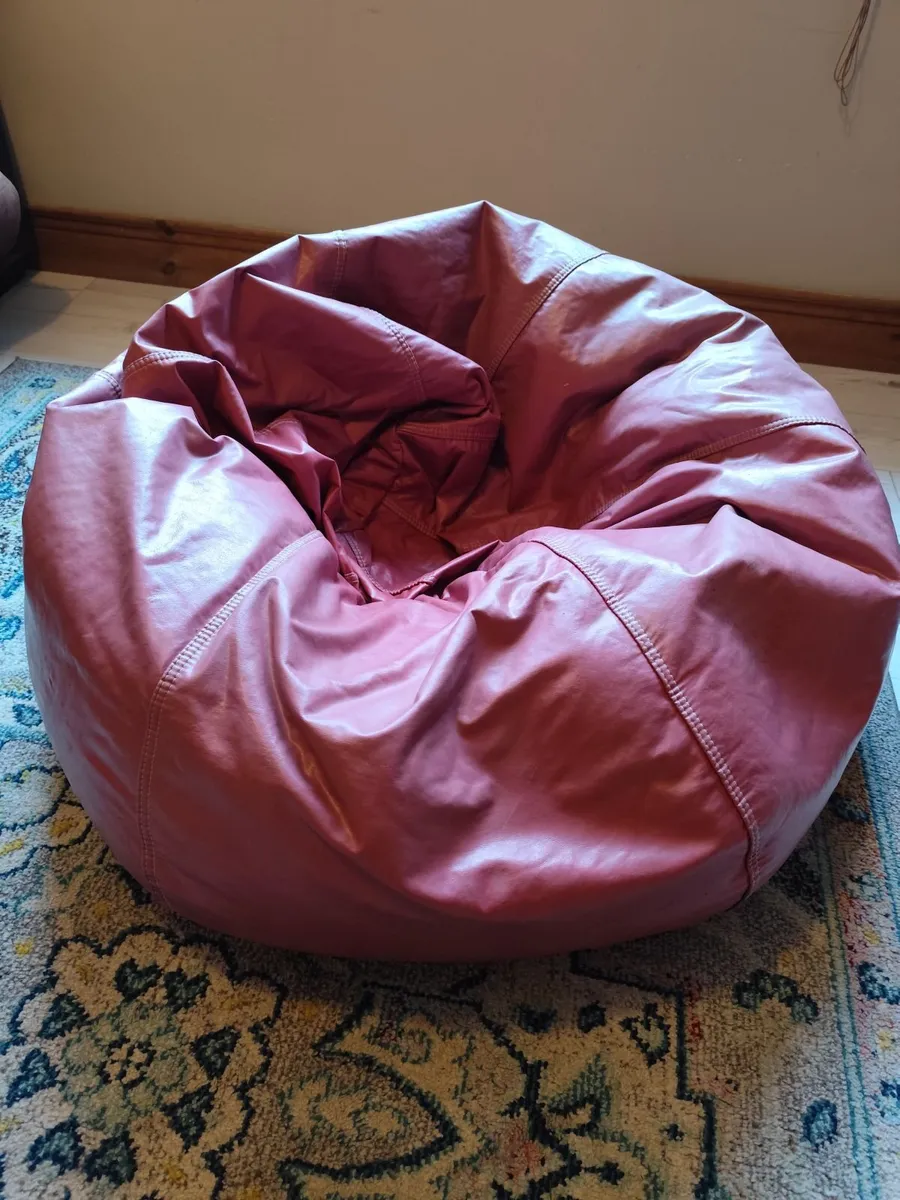 Bean Bag,  Large, Red Leather - Image 1