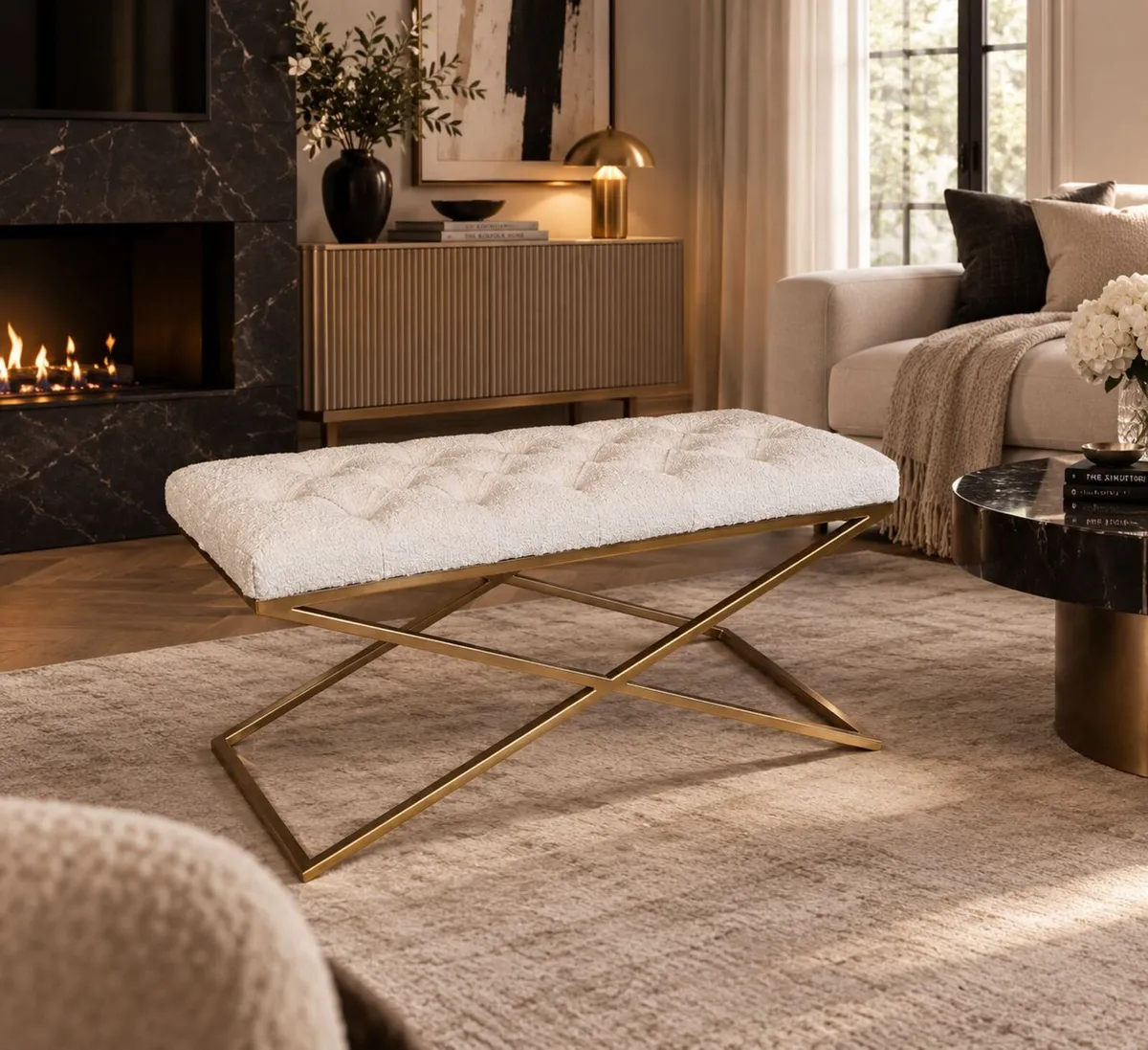Boucle bench metal frame 100x40 - Image 3