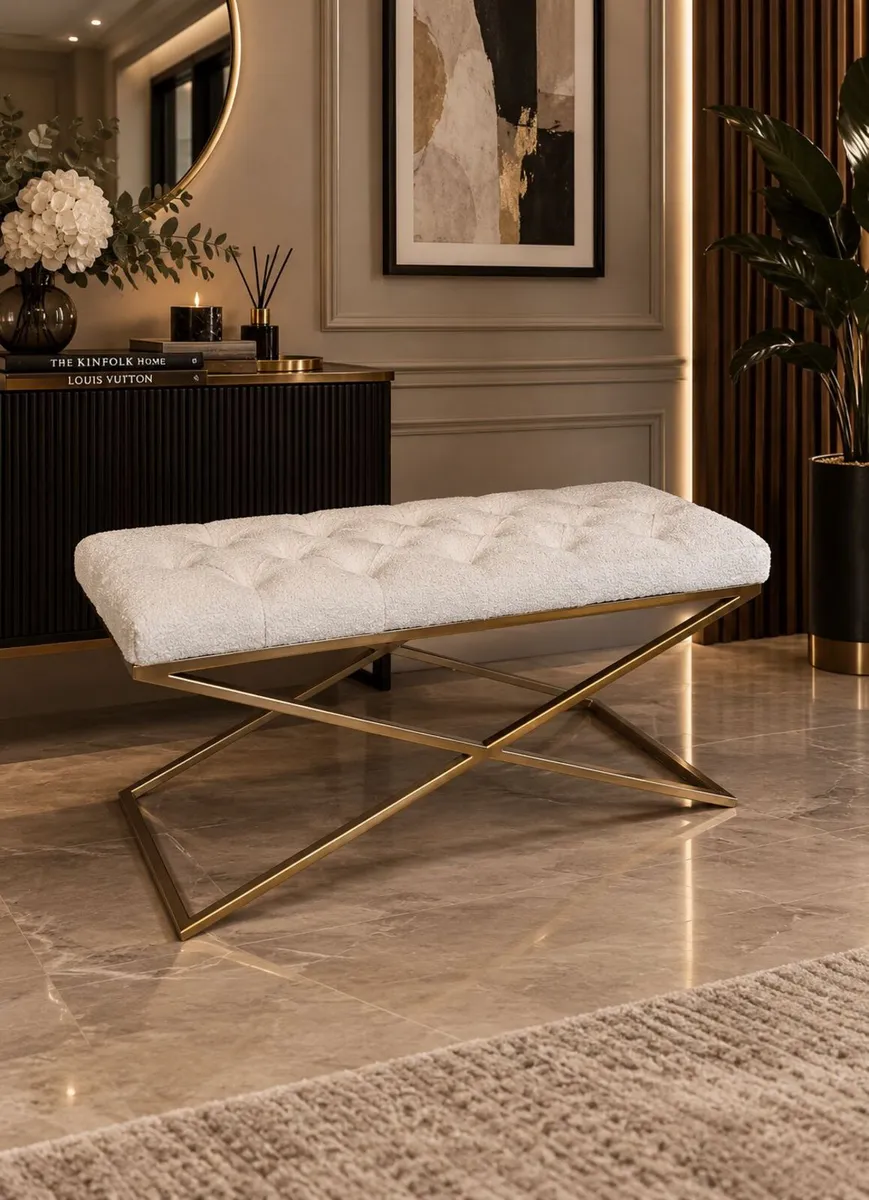 Boucle bench metal frame 100x40 - Image 4