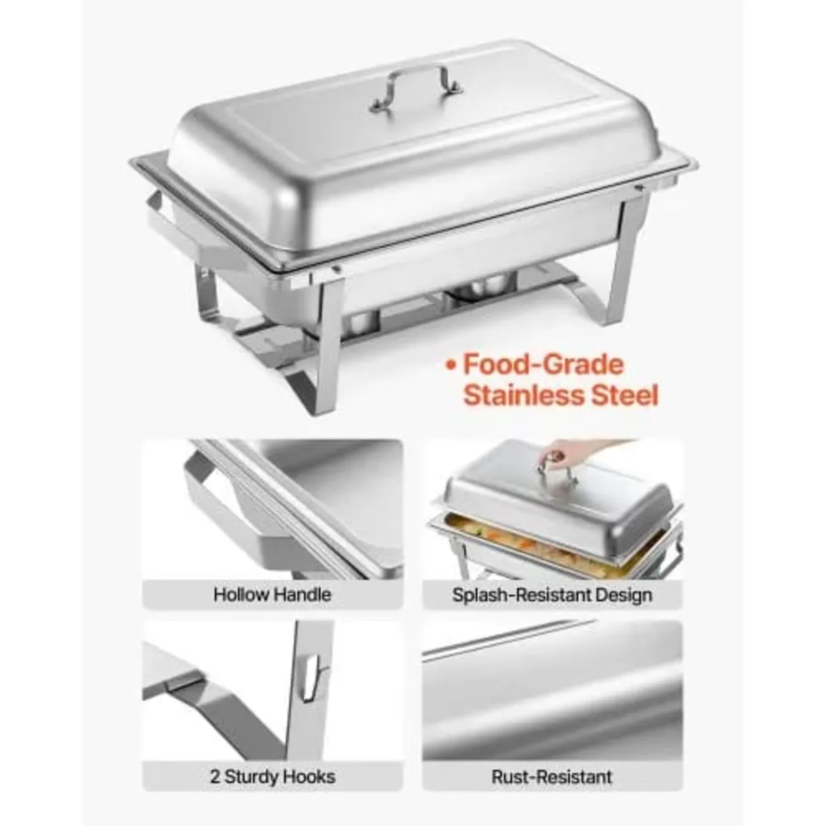 Rectangle Chafing Dish, 9.91L 6 Pack Stainless Ste - Image 2
