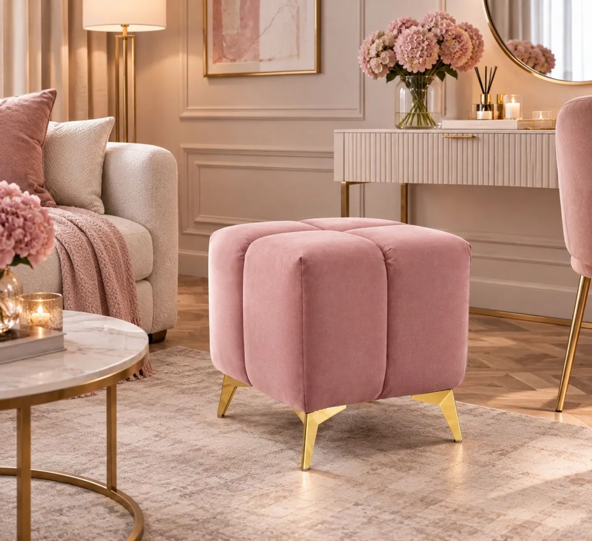 Bubble pouffe ottoman 52x52cm - Image 4
