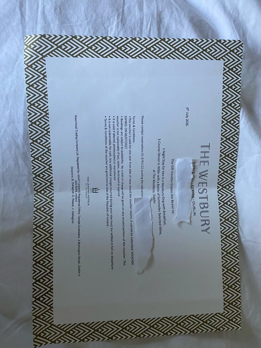 Westbury Hotel Voucher - Image 2