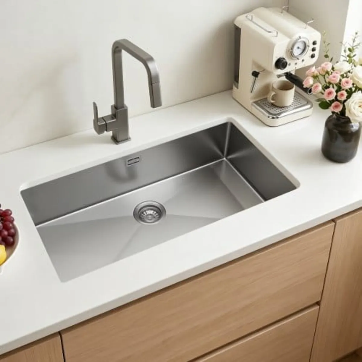 85cm Kitchen Undermount Single Bowl Sinks, Stainle - Image 1