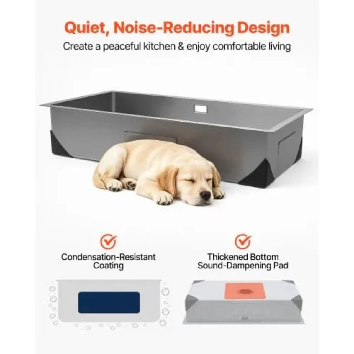 85cm Kitchen Undermount Single Bowl Sinks, Stainle - Image 3