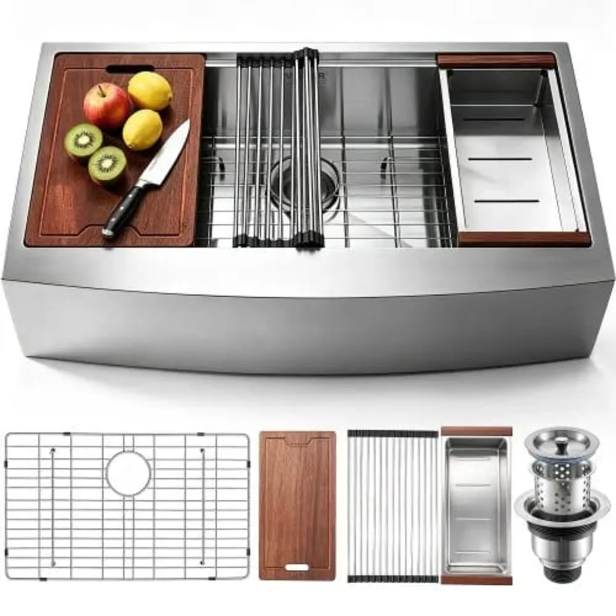Farmhouse Kitchen Sink, 304 Stainless Steel Drop-I - Image 1