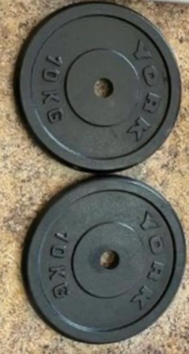2x10kg York Cast iron 1” diameter weights - Image 1
