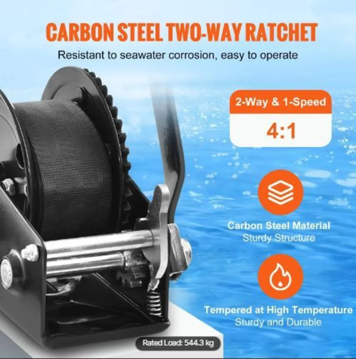 Hand Winch, 544.3 kg Pulling Capacity - Image 2