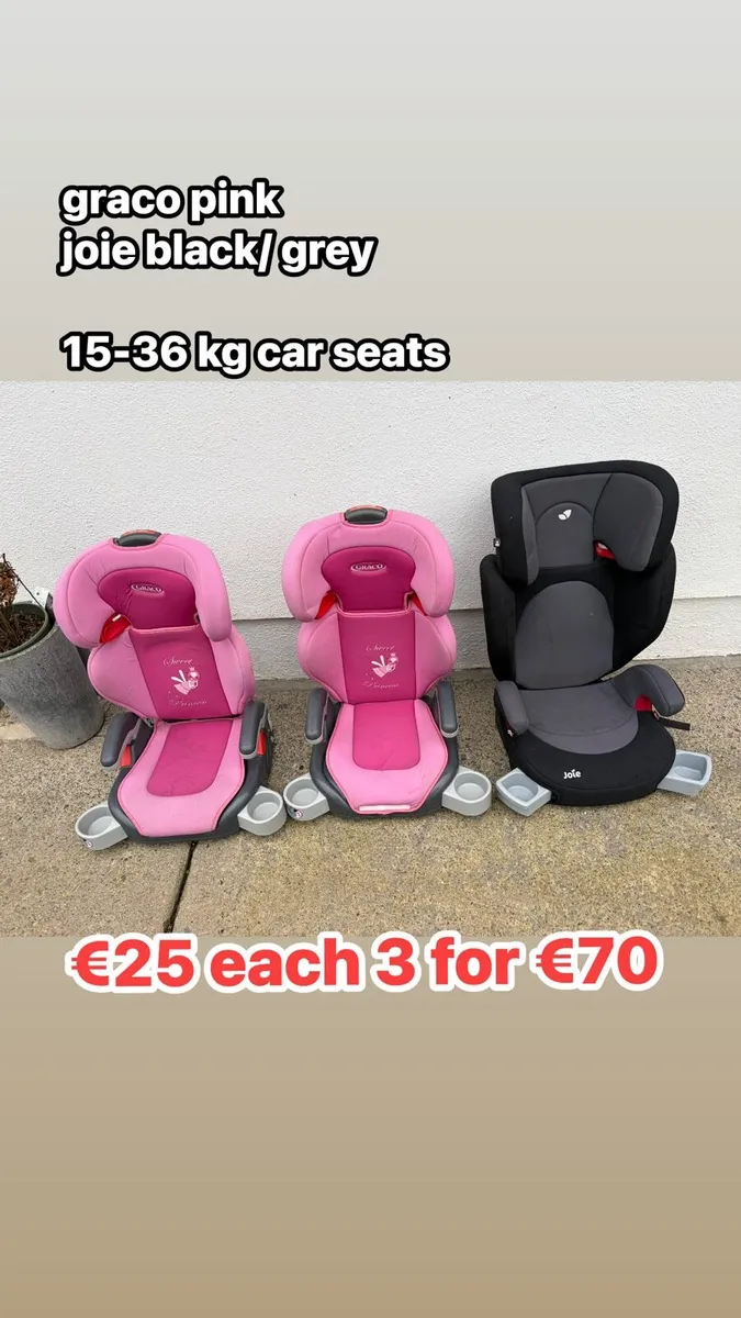 3 x car seats (15-36kg) graco + joie - Image 1
