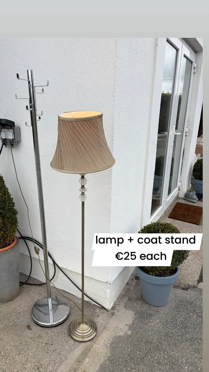 crome heavy duty coat stand + standing lamp - Image 1