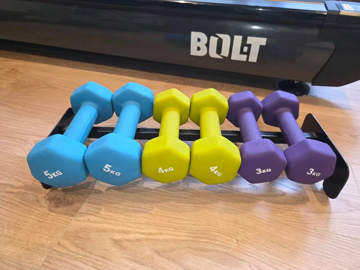 3kg-5kg Neoprene Hex Dumbbell Set - Image 1