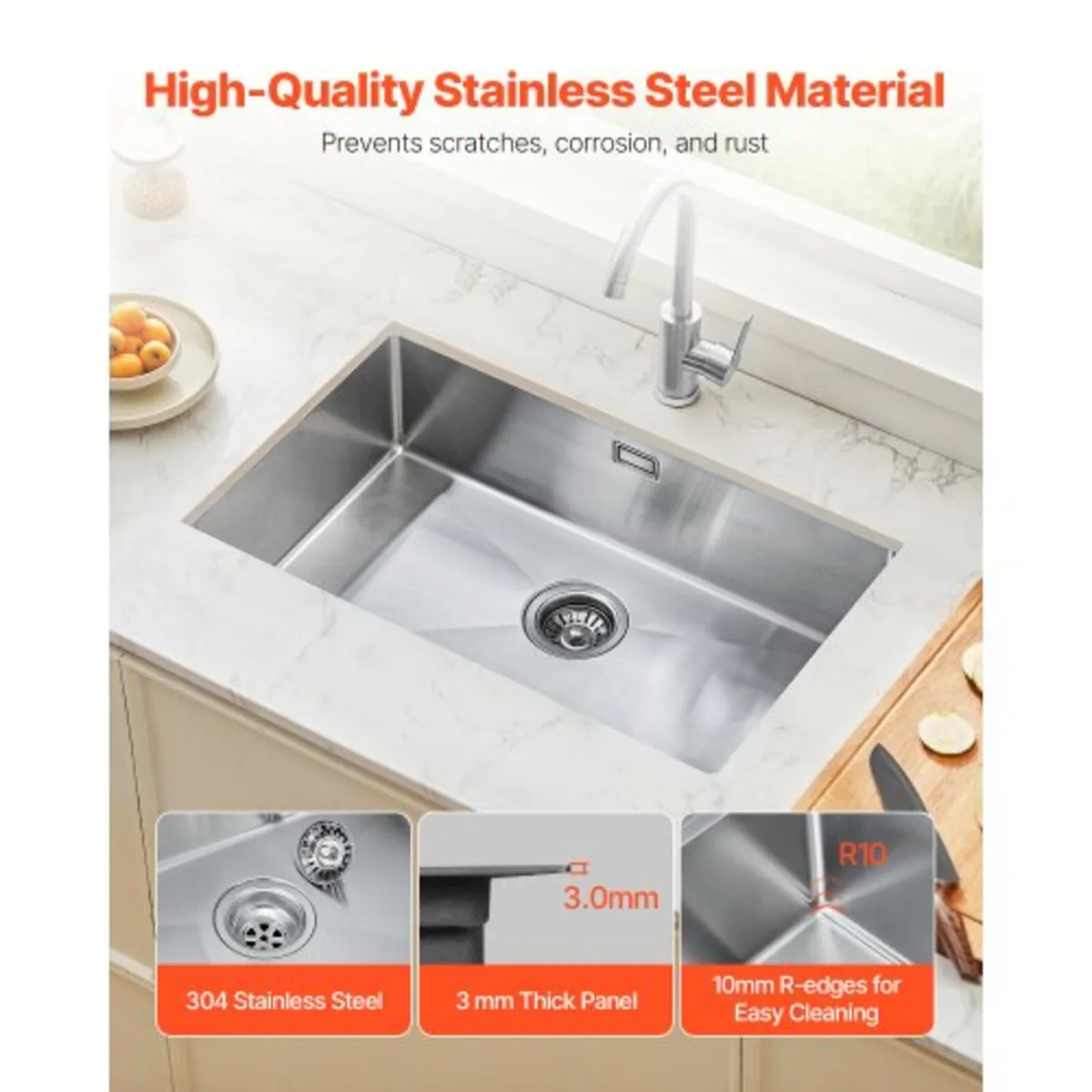 70cm Kitchen Sink Workstation, 304 Stainless Steel - Image 3
