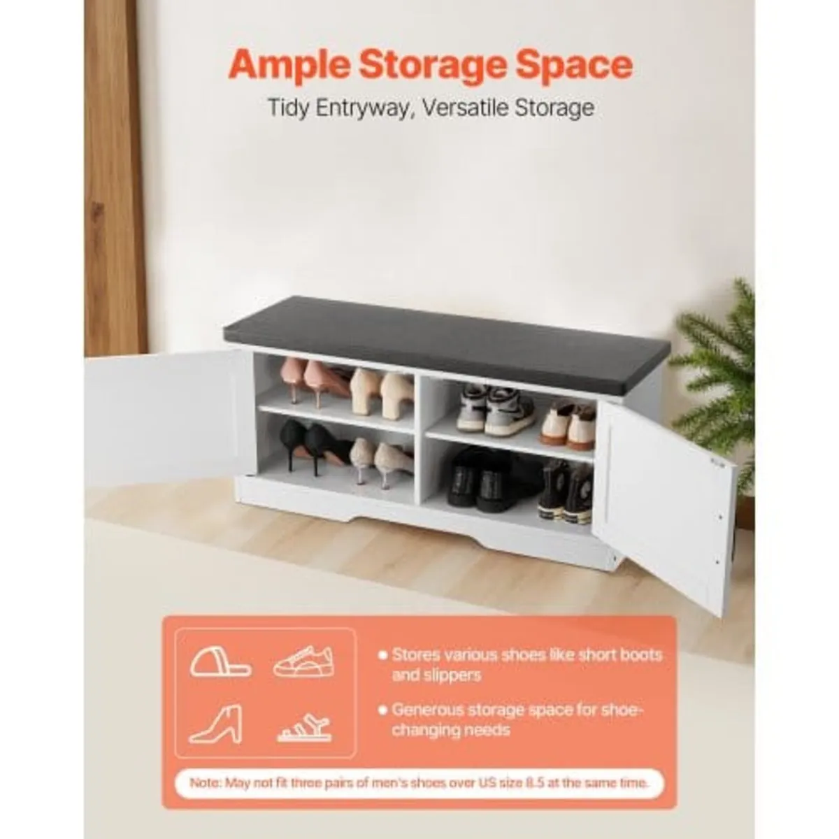 Shoe Storage Bench, 1000 x 355 x 460 mm Shoe Organ - Image 2