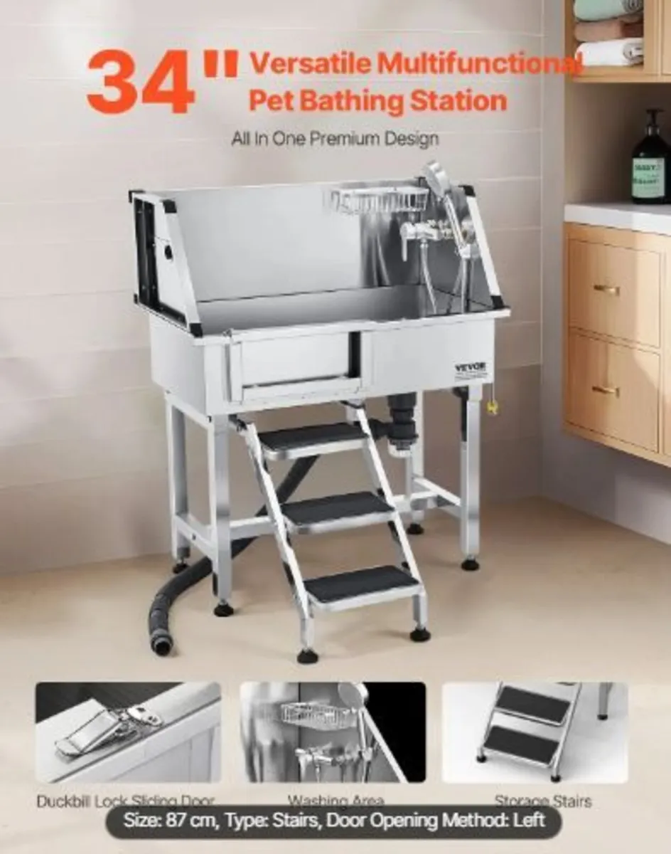 86.4 cm Stainless Steel Dog Washing Station - Image 1