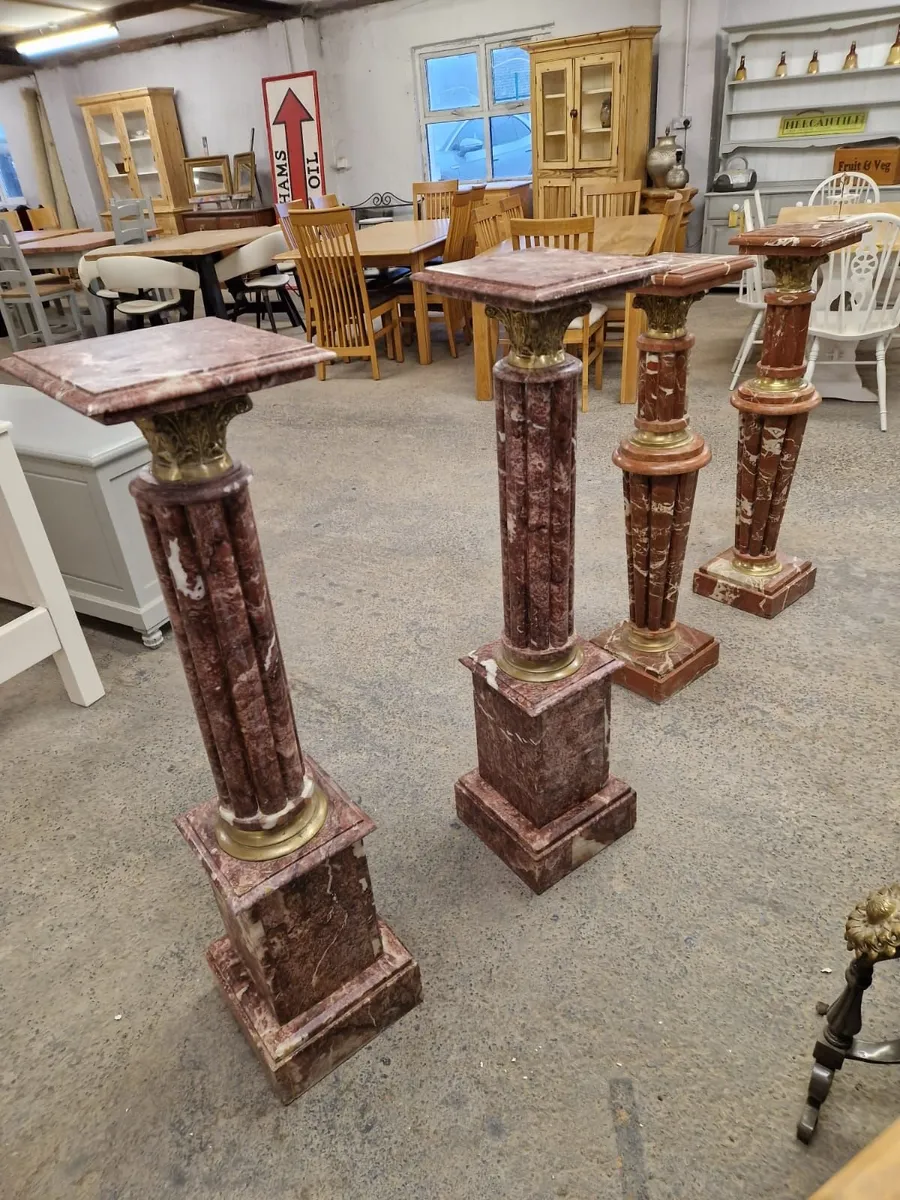 Pair large vintage marble columns, pedestals - Image 3