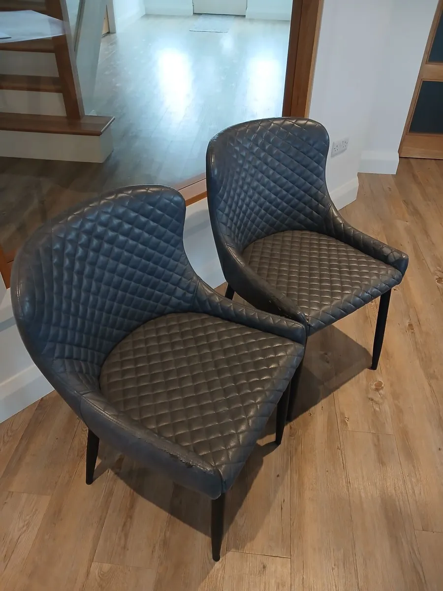 Kitchen dining chairs Ottowa x2 pu faux leather gr - Image 1