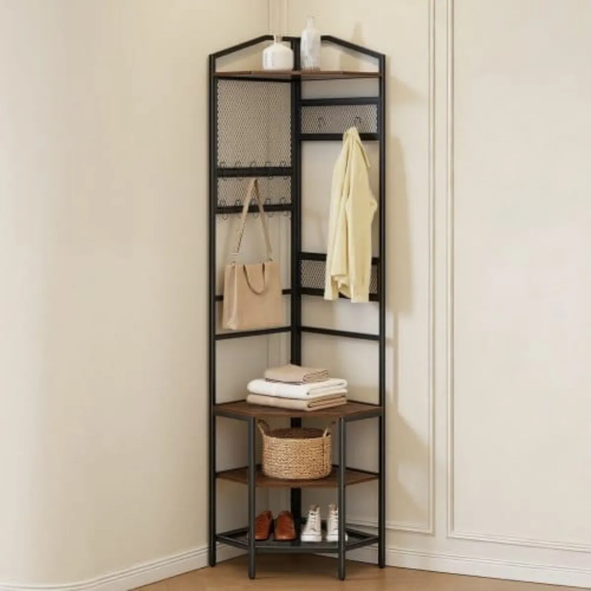 Corner Hall Tree, 1810 mm Coat Rack with Hooks, To - Image 1