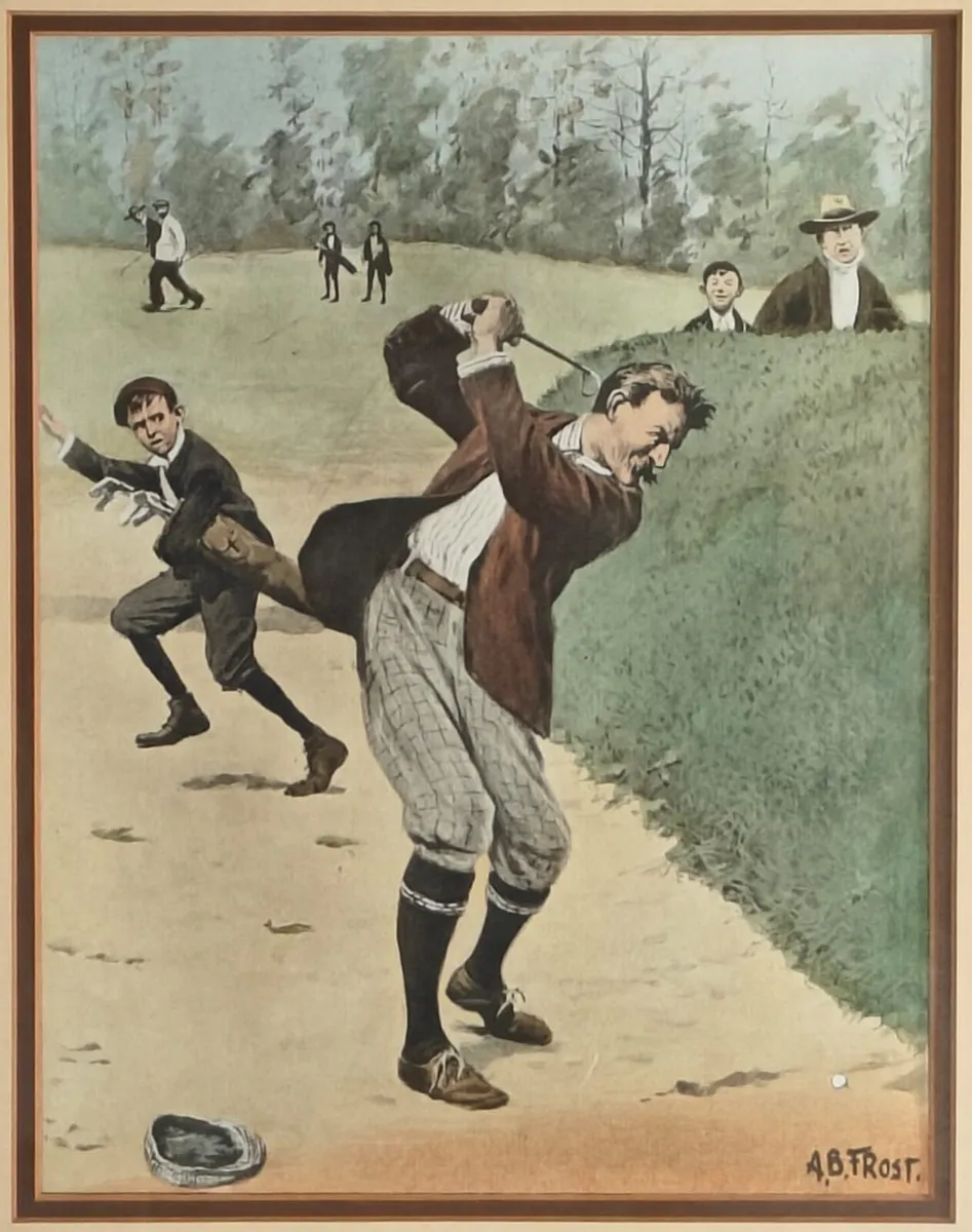 A. B. Frost Framed Golf Art Print, "Temper" - Image 4