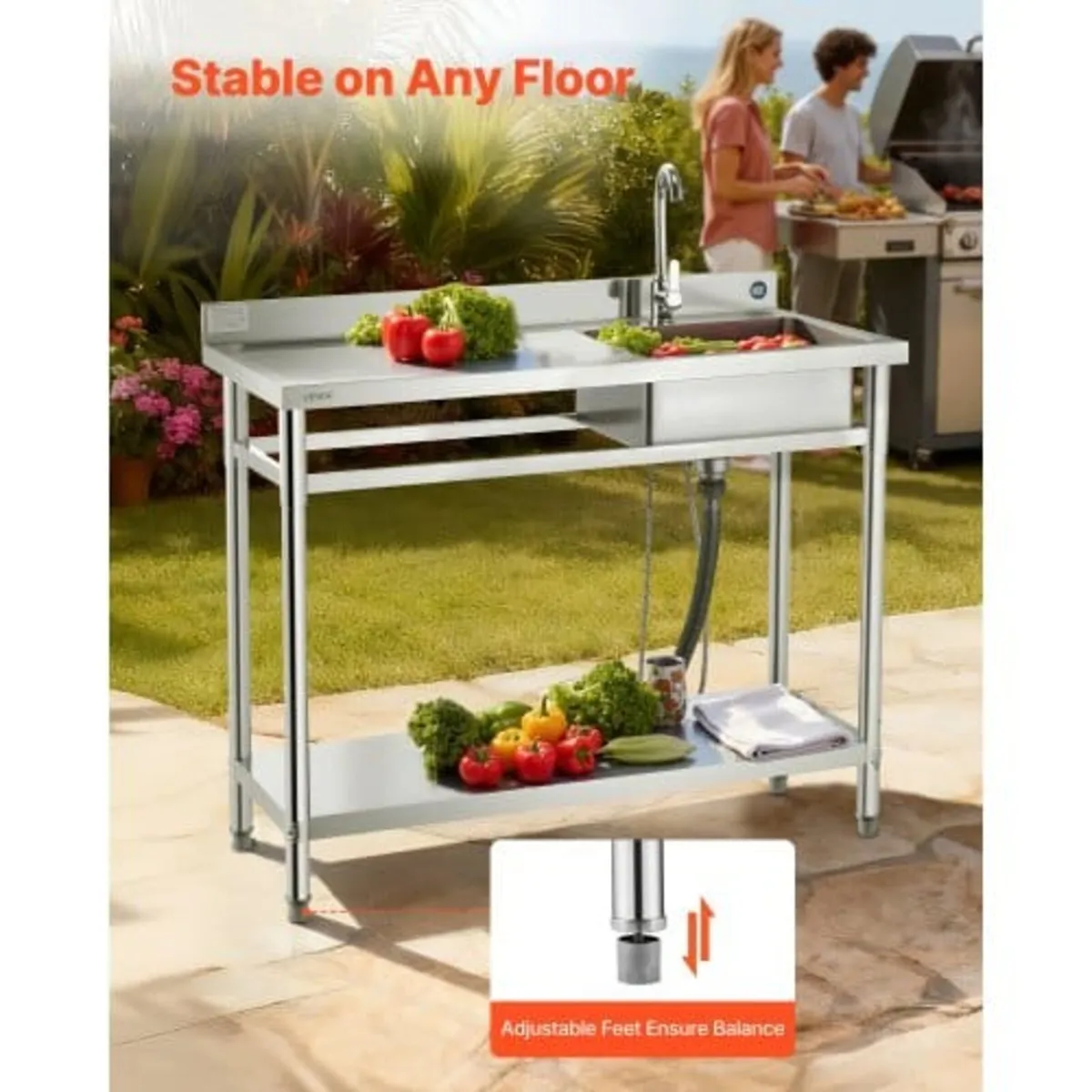 Stainless Steel Utility Sink, Free Standing Single - Image 2
