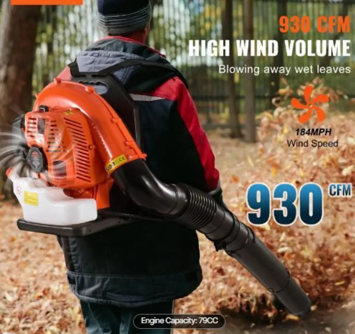 Backpack Leaf Blower, 79CC 2-Cycle Gas - Image 4