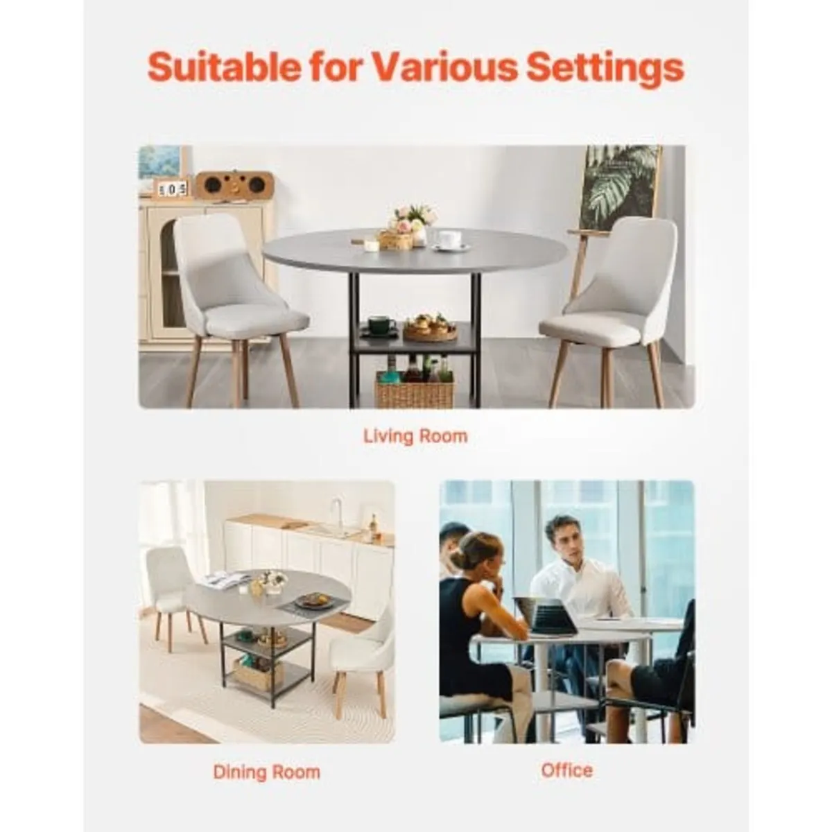 Round Dining Table, 47 inch Wood Table for 4-6 Per - Image 4