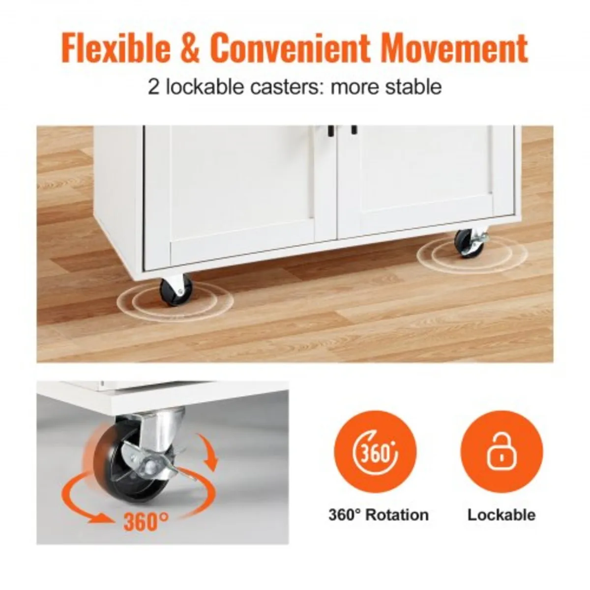 Kitchen Island Cart with Solid Wood Top, 90 cm Wid - Image 4