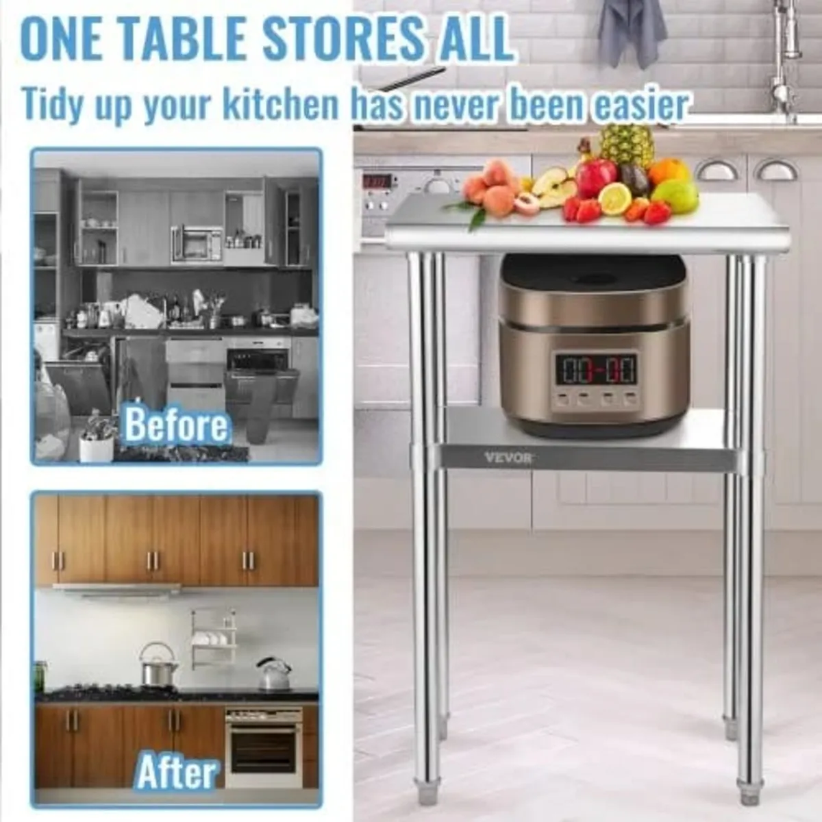 Stainless Steel Prep Table, 61 x 46 x 91 cm, 272 k - Image 2