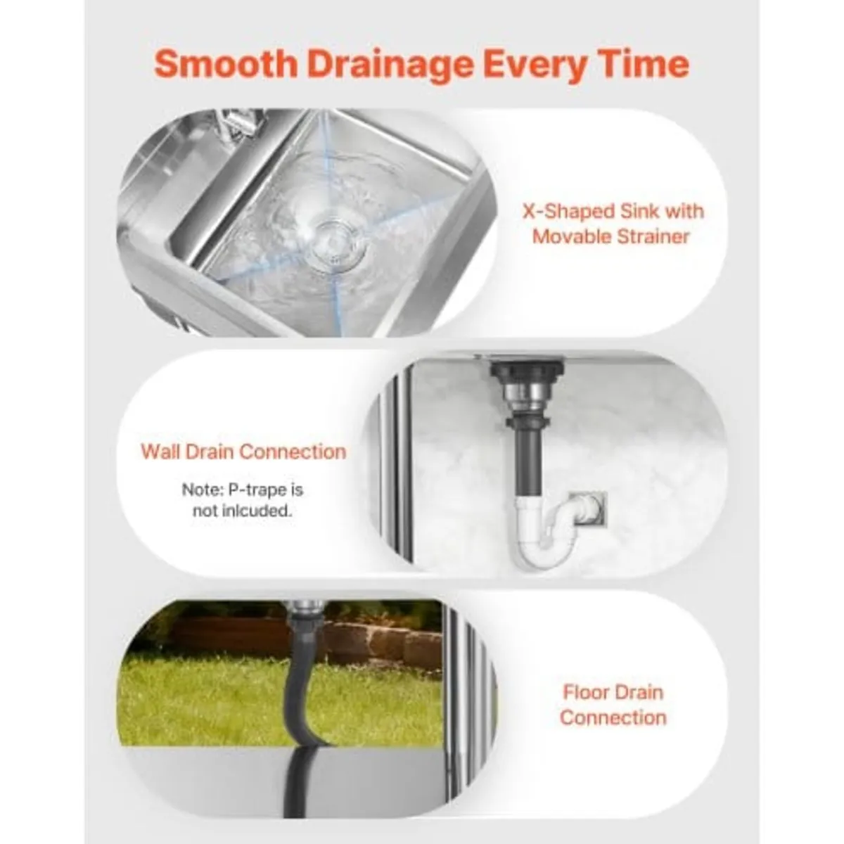 Stainless Steel Utility Sink, Rolling Single Bowl - Image 2