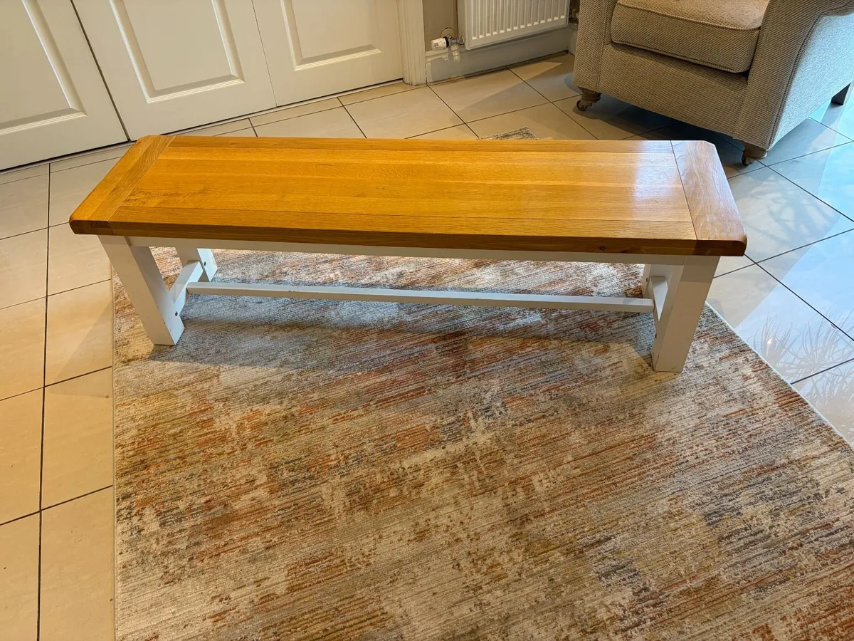 Solid Wooden Dining Bench with Natural Oak Finish - Image 1