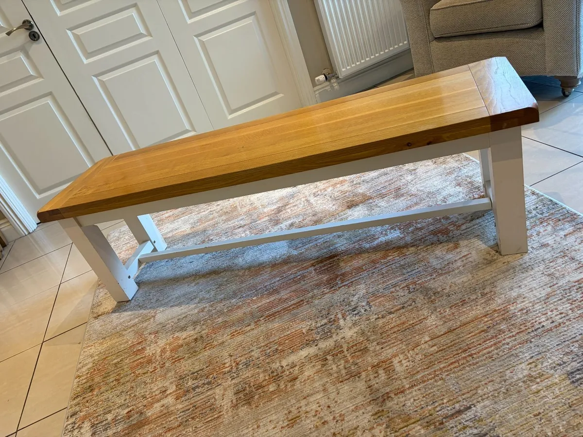 Solid Wooden Dining Bench with Natural Oak Finish - Image 2