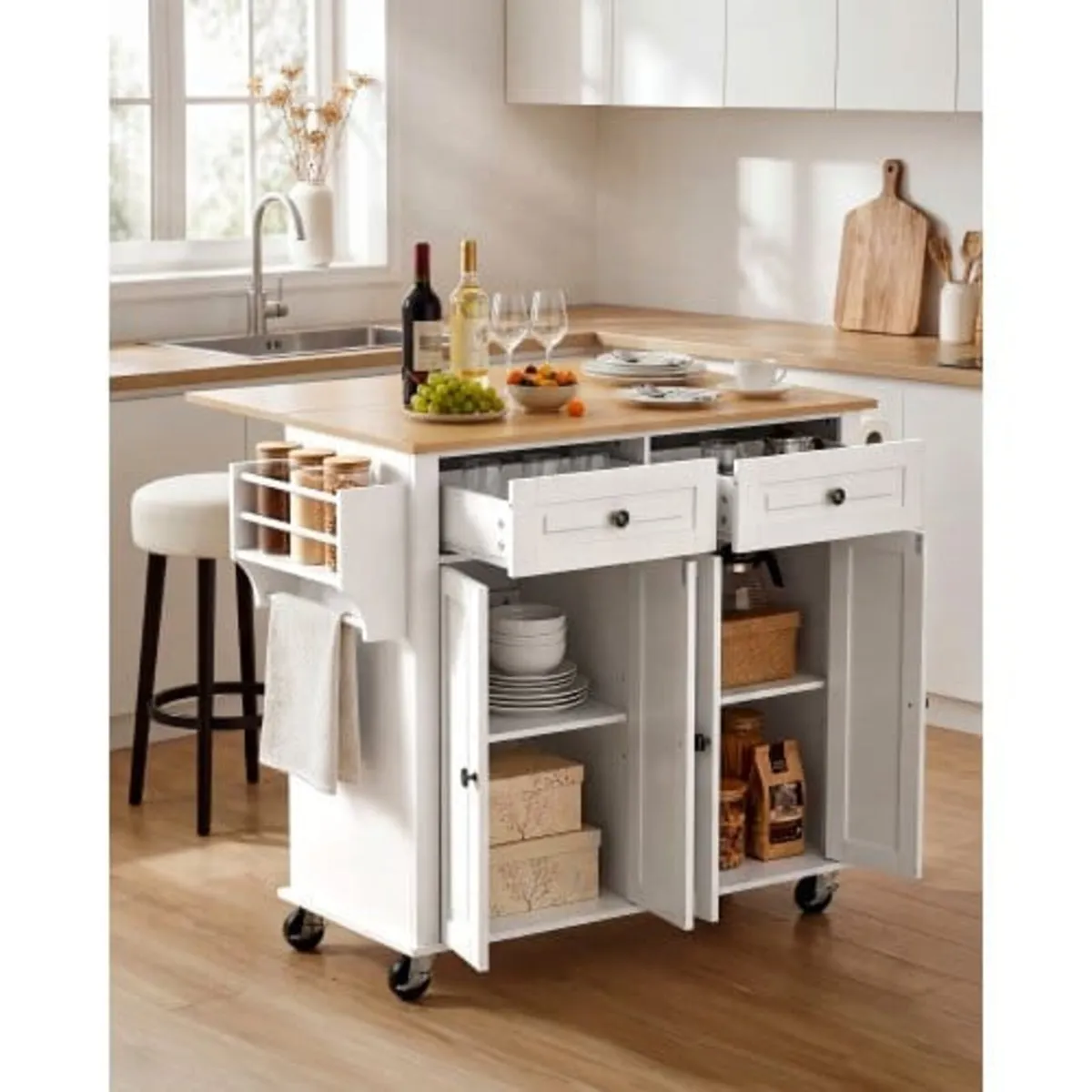 Kitchen Island Cart with Storage, 1107 mm Wide Mob - Image 2