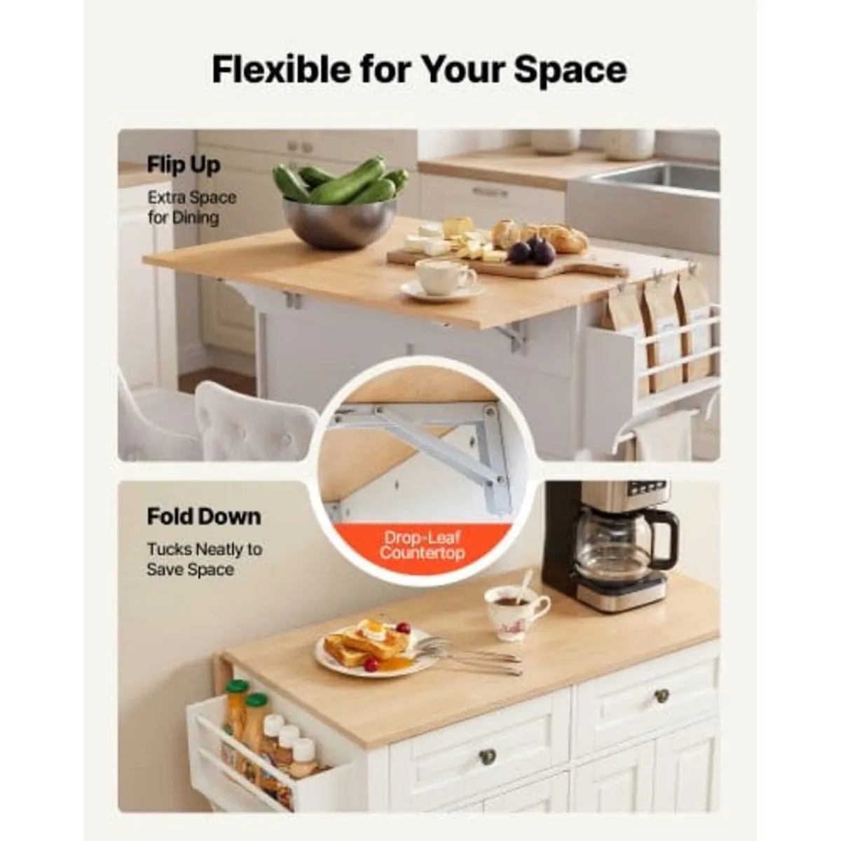 Kitchen Island Cart with Storage, 1107 mm Wide Mob - Image 3