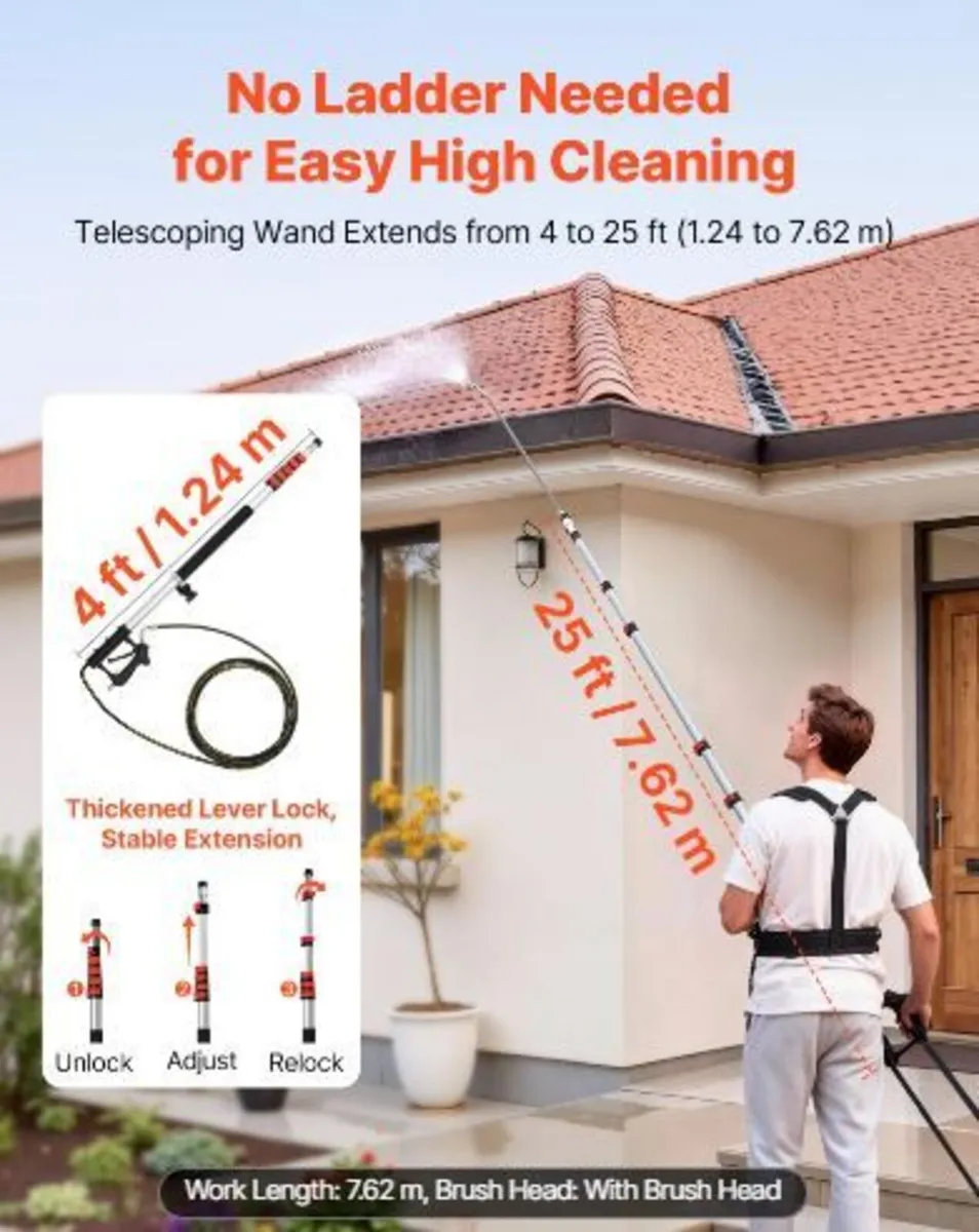 7.62 m Pressure Washer Telescoping Wand - Image 1