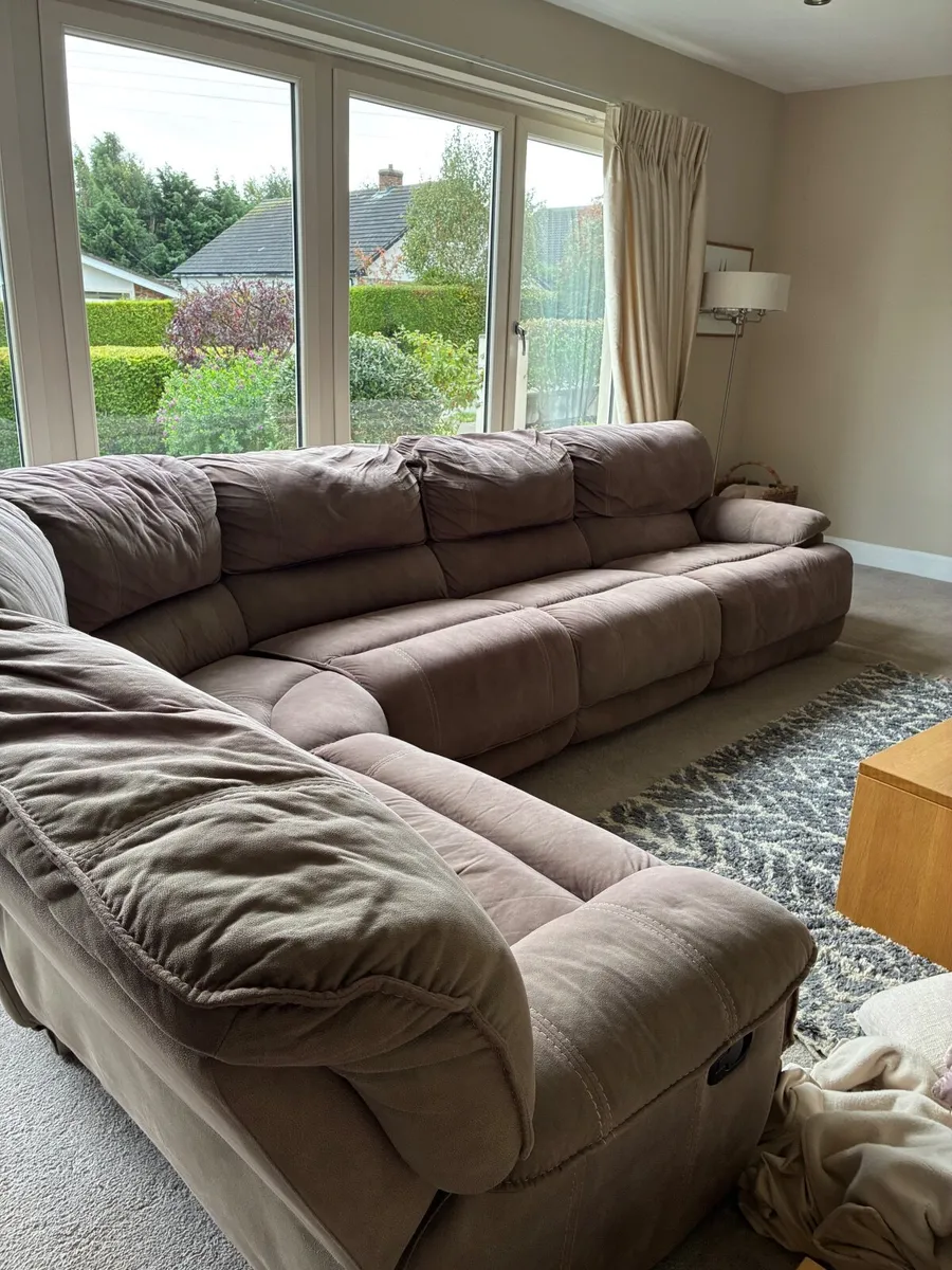 Corner Sofa ( large) in Soft Suede-Effect Fabric - Image 1