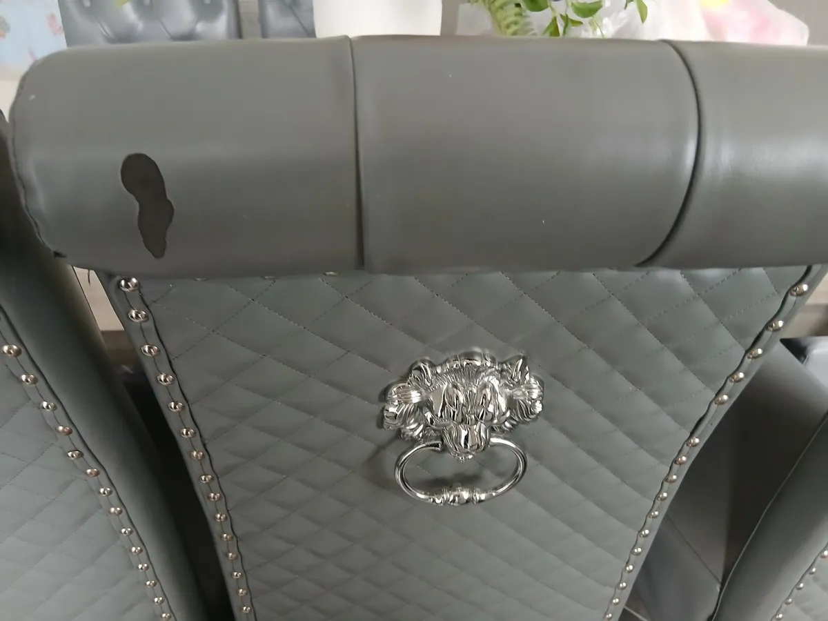 6 grey leather kitchen chairs - Image 2