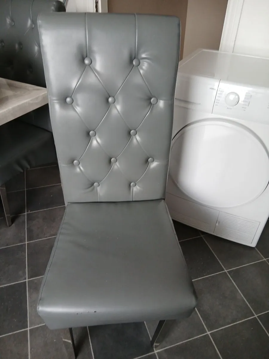 6 grey leather kitchen chairs - Image 4