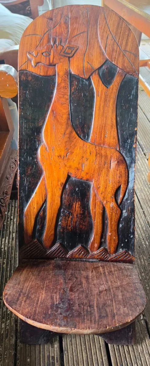 Exceptional  Carved  Mpingo Wood folding chair - Image 1