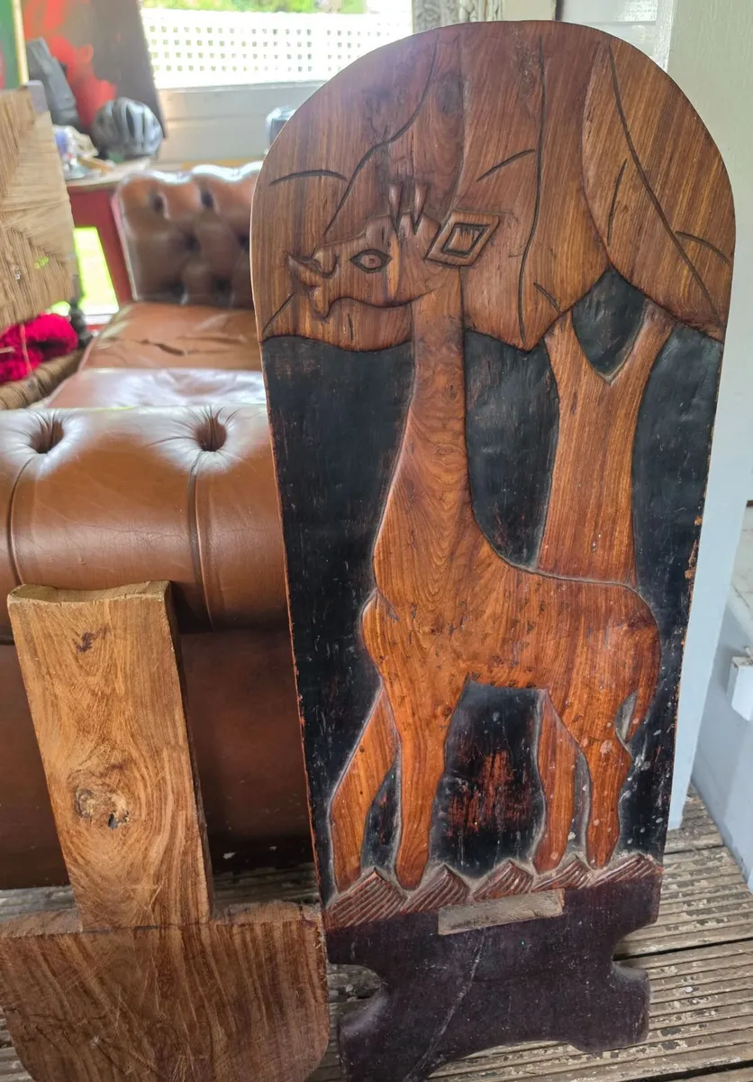 Exceptional  Carved  Mpingo Wood folding chair - Image 2