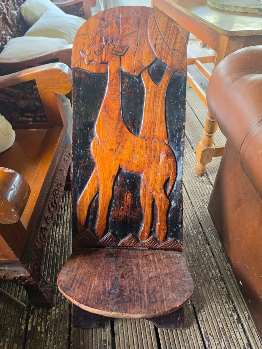 Exceptional  Carved  Mpingo Wood folding chair - Image 3