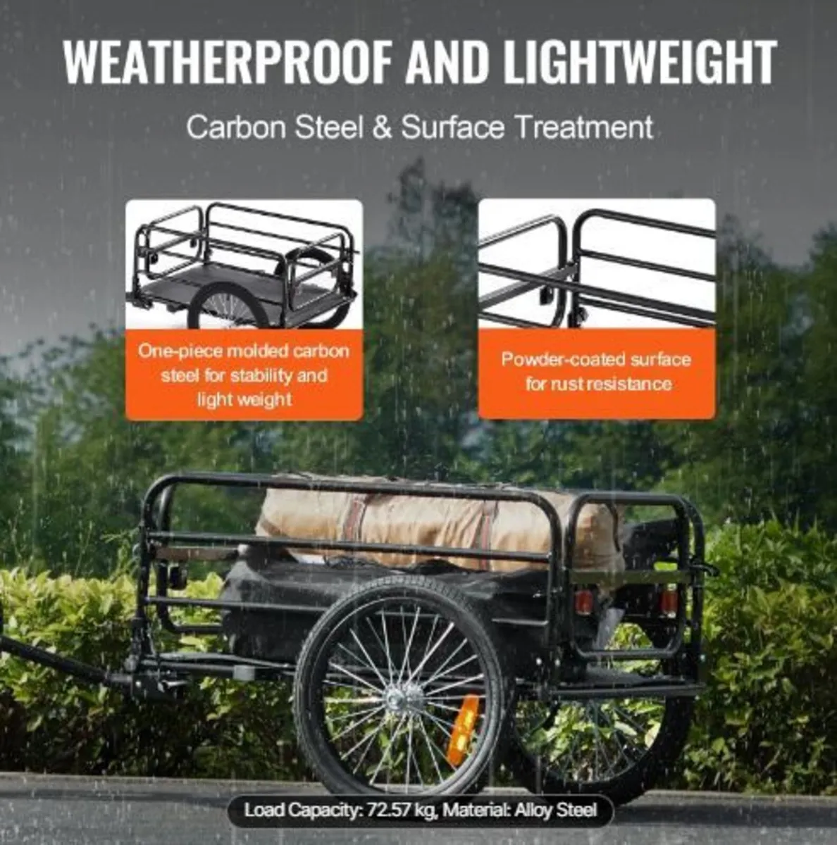 Bike Cargo Trailer, 72.5 kg Load Capacity, - Image 1